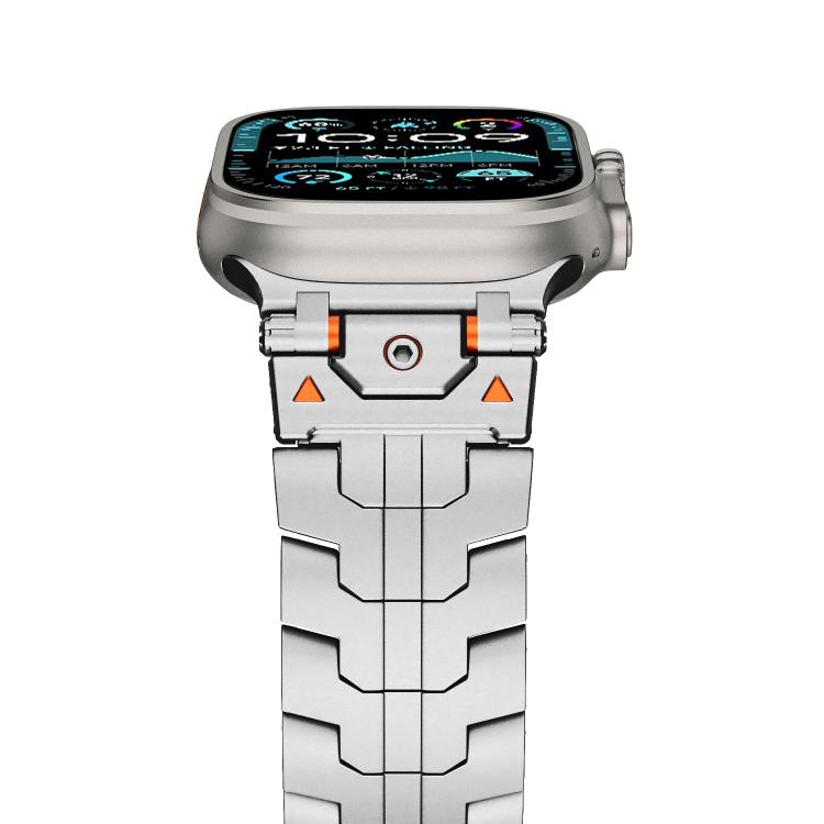 Stainless Steel Iron Man Butterfly Buckle Metal Watch Band, For Apple Watch 46mm / 49mm / 45mm / 44mm, For Apple Watch 42mm / 41mm / 40mm / 38mm