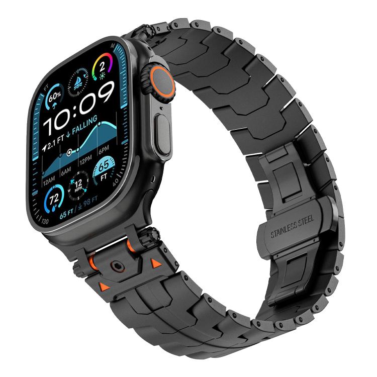 Stainless Steel Iron Man Butterfly Buckle Metal Watch Band, For Apple Watch 46mm / 49mm / 45mm / 44mm, For Apple Watch 42mm / 41mm / 40mm / 38mm