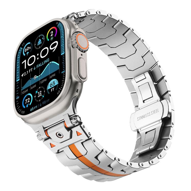 Stainless Steel Iron Man Butterfly Buckle Metal Watch Band, For Apple Watch 46mm / 49mm / 45mm / 44mm, For Apple Watch 42mm / 41mm / 40mm / 38mm