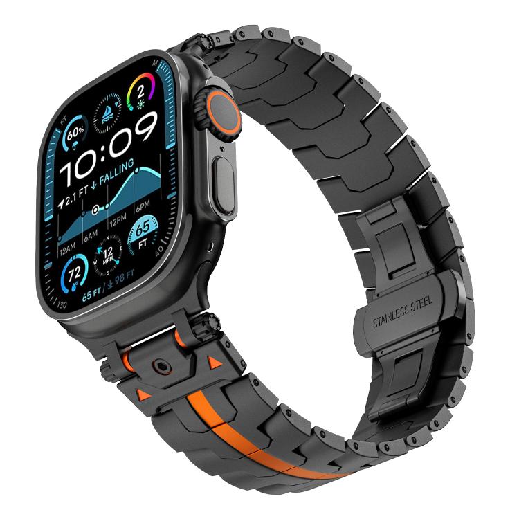 Stainless Steel Iron Man Butterfly Buckle Metal Watch Band, For Apple Watch 46mm / 49mm / 45mm / 44mm, For Apple Watch 42mm / 41mm / 40mm / 38mm