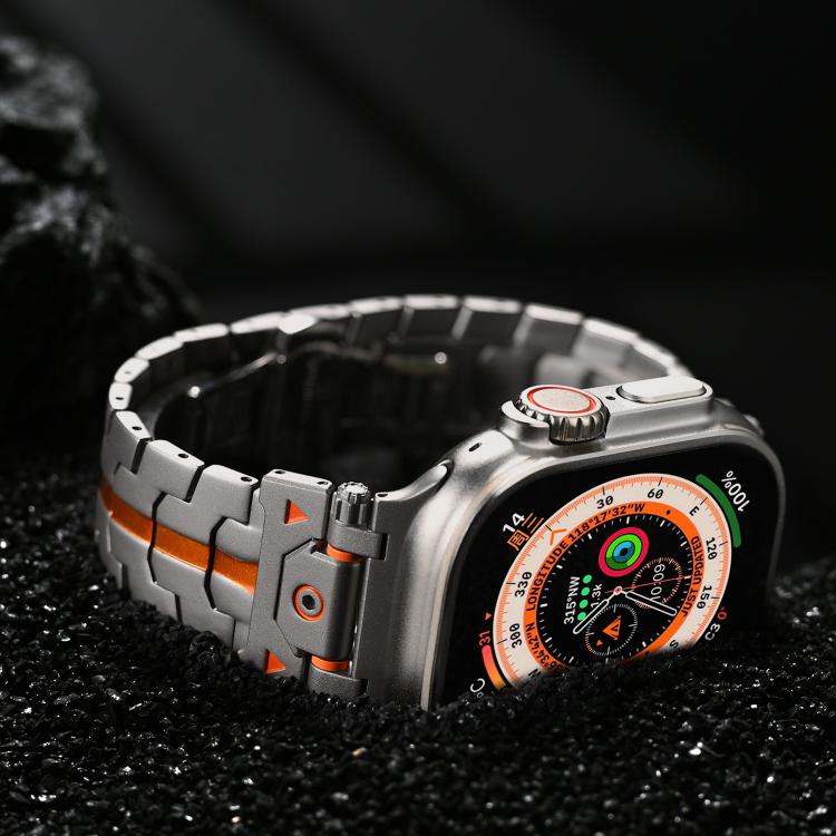 Stainless Steel Iron Man Butterfly Buckle Metal Watch Band, For Apple Watch 46mm / 49mm / 45mm / 44mm, For Apple Watch 42mm / 41mm / 40mm / 38mm
