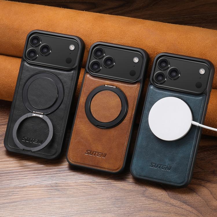 Suteni G3 Oil Wax 360 Rotation Holder MagSafe Back Phone Case, For iPhone 17 Pro Max, For iPhone 17 Pro, For iPhone 17, For iPhone Air, For iPhone 16 Pro Max, For iPhone 16 Pro, For iPhone 16 Plus, For iPhone 16, For iPhone 15 Pro Max, For iPhone 15 Pr...