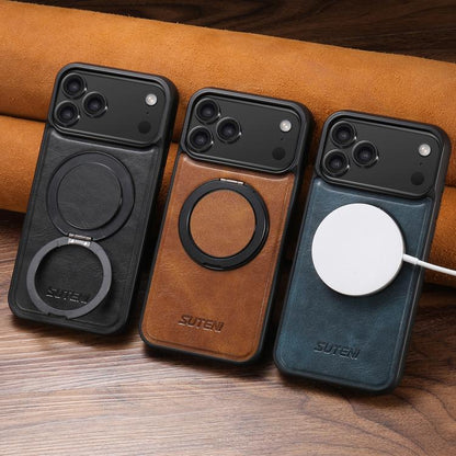 Suteni G3 Oil Wax 360 Rotation Holder MagSafe Back Phone Case, For iPhone 17 Pro Max, For iPhone 17 Pro, For iPhone 17, For iPhone Air, For iPhone 16 Pro Max, For iPhone 16 Pro, For iPhone 16 Plus, For iPhone 16, For iPhone 15 Pro Max, For iPhone 15 Pr...
