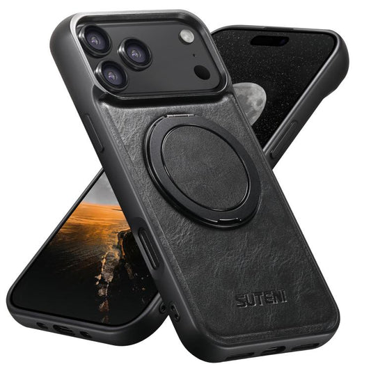 Suteni G3 Oil Wax 360 Rotation Holder MagSafe Back Phone Case, For iPhone 17 Pro Max, For iPhone 17 Pro, For iPhone 17, For iPhone Air, For iPhone 16 Pro Max, For iPhone 16 Pro, For iPhone 16 Plus, For iPhone 16, For iPhone 15 Pro Max, For iPhone 15 Pr...
