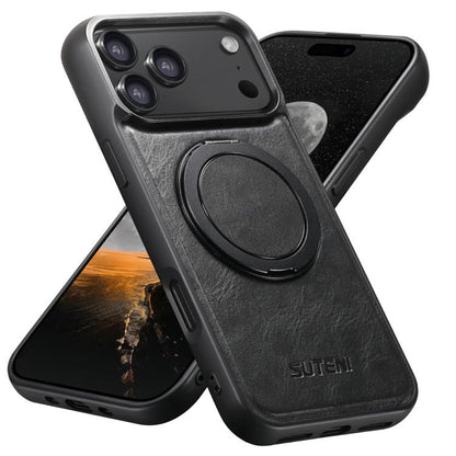 Suteni G3 Oil Wax 360 Rotation Holder MagSafe Back Phone Case, For iPhone 18, For iPhone 18 Pro, For iPhone 18 Pro Max, For iPhone 17 Pro Max, For iPhone 17 Pro, For iPhone 17, For iPhone Air, For iPhone 16 Pro Max, For iPhone 16 Pro, For iPhone 16 Plu...