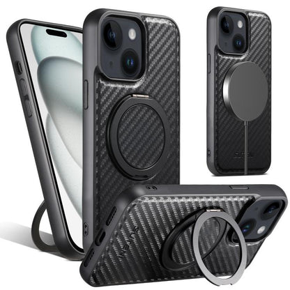 Suteni G3 Carbon Fiber Leather 360 Rotation Holder MagSafe Phone Case