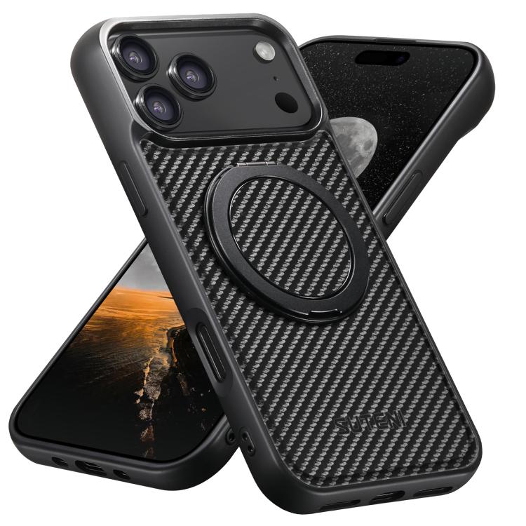 Suteni G3 Carbon Fiber Leather 360 Rotation Holder MagSafe Phone Case, For iPhone 18, For iPhone 18 Pro, For iPhone 18 Pro Max, For iPhone 17 Pro Max, For iPhone 17 Pro, For iPhone 17, For iPhone 17 Air, For iPhone 16 Pro Max, For iPhone 16 Pro        ...