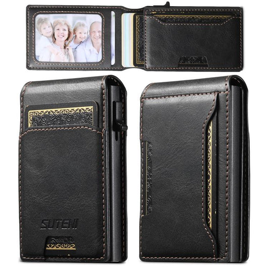 Suteni Oil Waxy Keys Automatically Pop Up Card Wallet Case