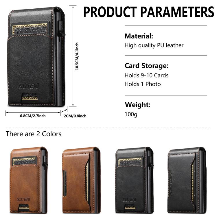 Suteni Oil Waxy Keys Automatically Pop Up Card Wallet Case