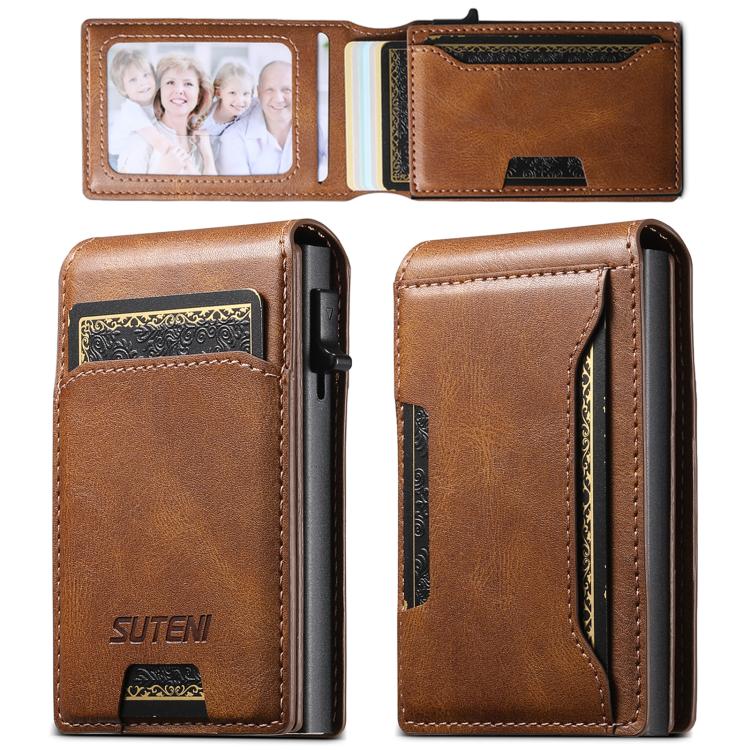 Suteni Oil Waxy Keys Automatically Pop Up Card Wallet Case
