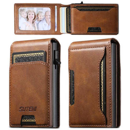 Suteni Oil Waxy Keys Automatically Pop Up Card Wallet Case