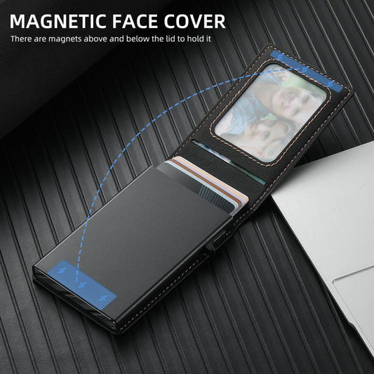 Suteni Litchi Texture Magnetic Key Press Automatically Pop Up Card Box