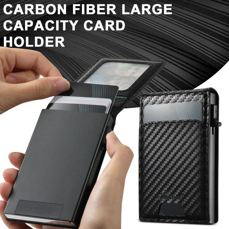 Suteni Carbon Fiber Magnetic Key Press Automatically Pop Up Card Box