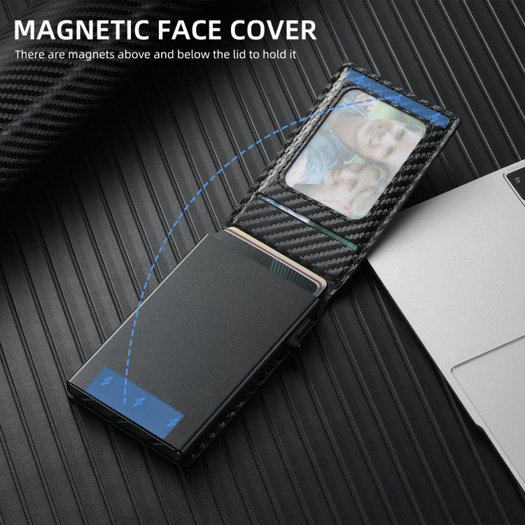 Suteni Carbon Fiber Magnetic Key Press Automatically Pop Up Card Box