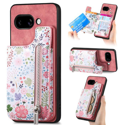 Retro Painted Zipper Wallet Back Phone Case, For Google Pixel 10 Pro XL, For Google Pixel 9a, For Google Pixel 9 Pro XL, For Google Pixel 10 / 10 Pro, For Google Pixel 9 / 9 Pro