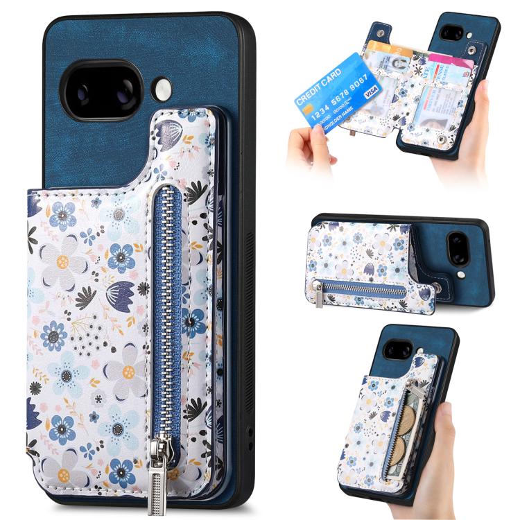 Retro Painted Zipper Wallet Back Phone Case, For Google Pixel 10 Pro XL, For Google Pixel 9a, For Google Pixel 9 Pro XL, For Google Pixel 10 / 10 Pro, For Google Pixel 9 / 9 Pro