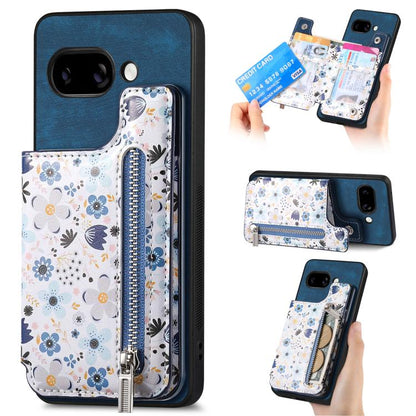 Retro Painted Zipper Wallet Back Phone Case, For Google Pixel 10 Pro XL, For Google Pixel 9a, For Google Pixel 9 Pro XL, For Google Pixel 10 / 10 Pro, For Google Pixel 9 / 9 Pro