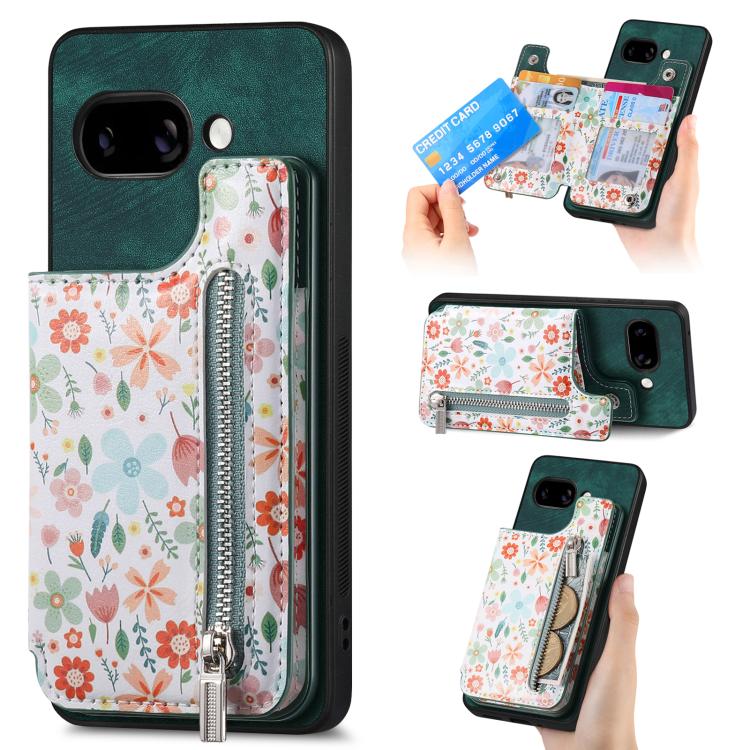 Retro Painted Zipper Wallet Back Phone Case, For Google Pixel 10 Pro XL, For Google Pixel 9a, For Google Pixel 9 Pro XL, For Google Pixel 10 / 10 Pro, For Google Pixel 9 / 9 Pro