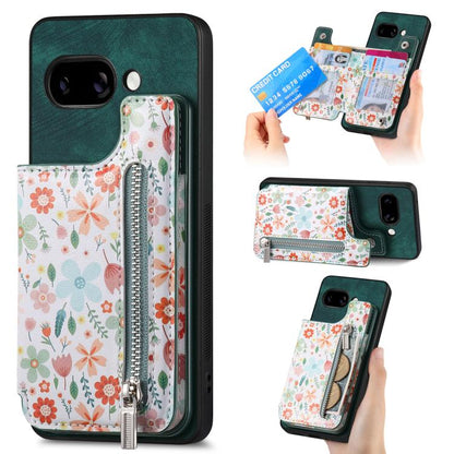 Retro Painted Zipper Wallet Back Phone Case, For Google Pixel 10 Pro XL, For Google Pixel 9a, For Google Pixel 9 Pro XL, For Google Pixel 10 / 10 Pro, For Google Pixel 9 / 9 Pro