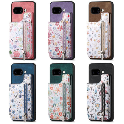 Retro Painted Zipper Wallet Back Phone Case, For Google Pixel 10 Pro XL, For Google Pixel 9a, For Google Pixel 9 Pro XL, For Google Pixel 10 / 10 Pro, For Google Pixel 9 / 9 Pro