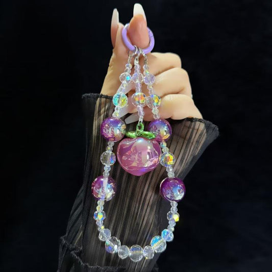 Large Peach Foil Bead Phone Chain