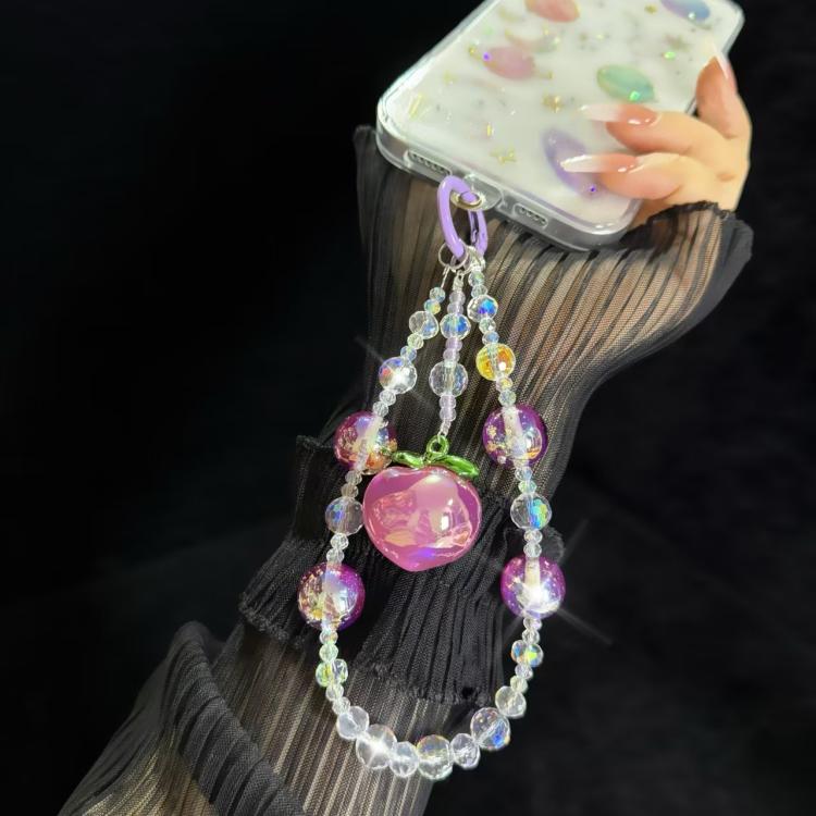 Large Peach Foil Bead Phone Chain