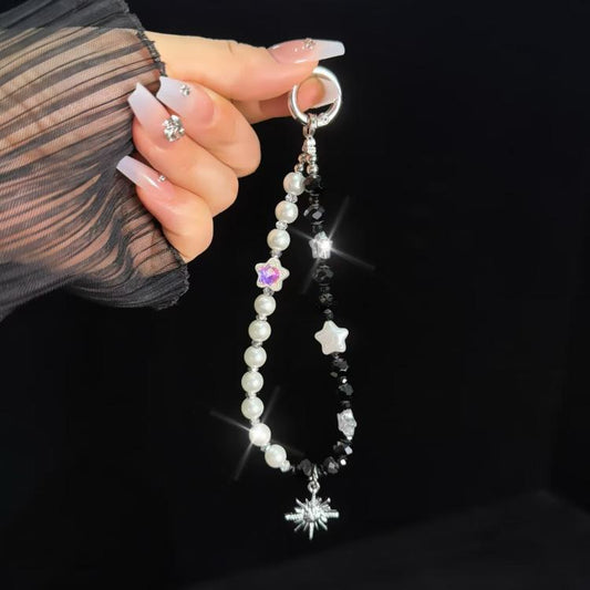 Cat Sun Star Pearl Mobile Phone Chain, Sun and stars, kitty