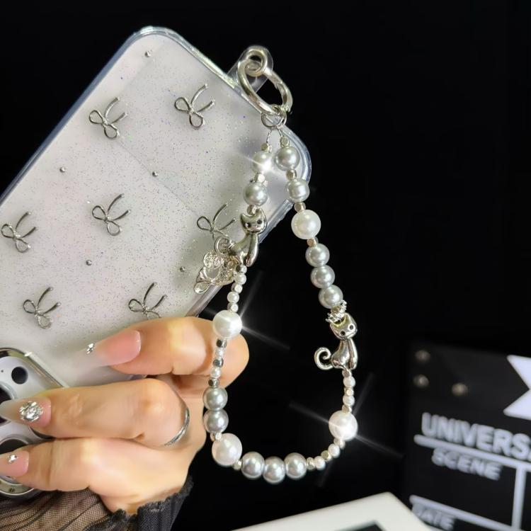Cat Sun Star Pearl Mobile Phone Chain, Sun and stars, kitty