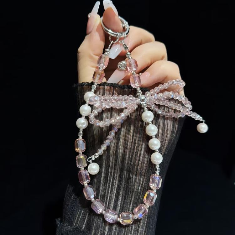 Diamond Crystal Bow Crystal Pearl Phone Chain