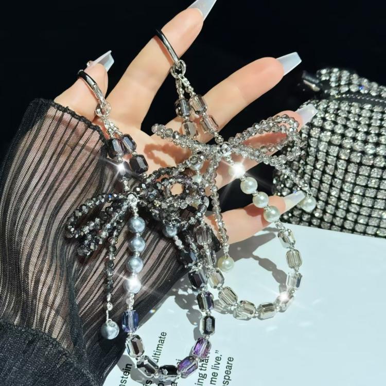 Diamond Crystal Bow Crystal Pearl Phone Chain