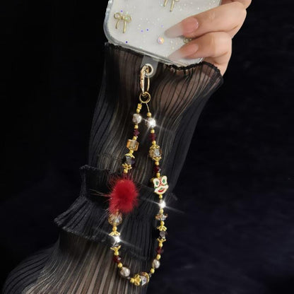 Lion Awakening Hairball Mobile Phone Chain