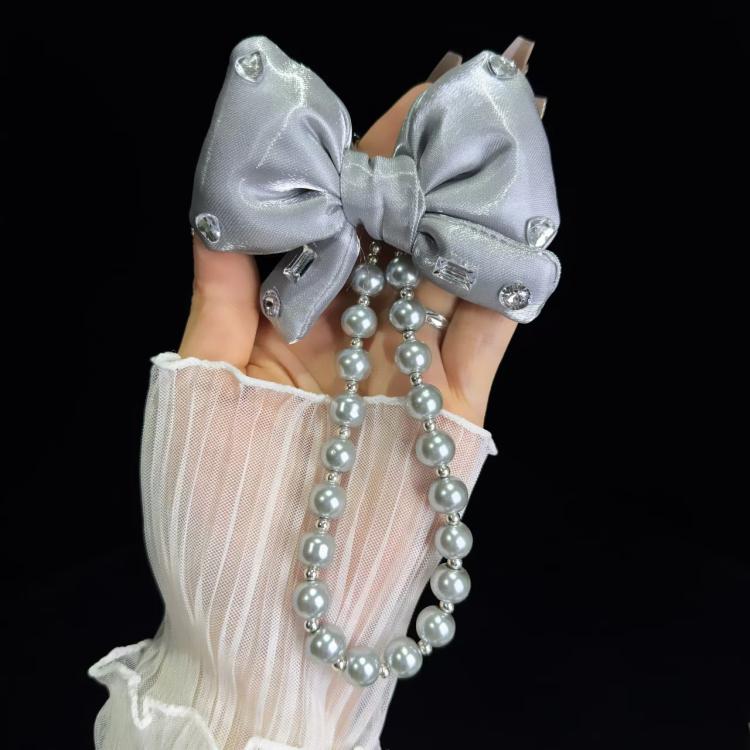 Sparkling Diamond Large Bow Pearl Phone Chain