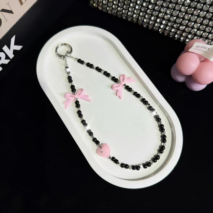 Love Bow Crystal Beads Mobile Phone Chain