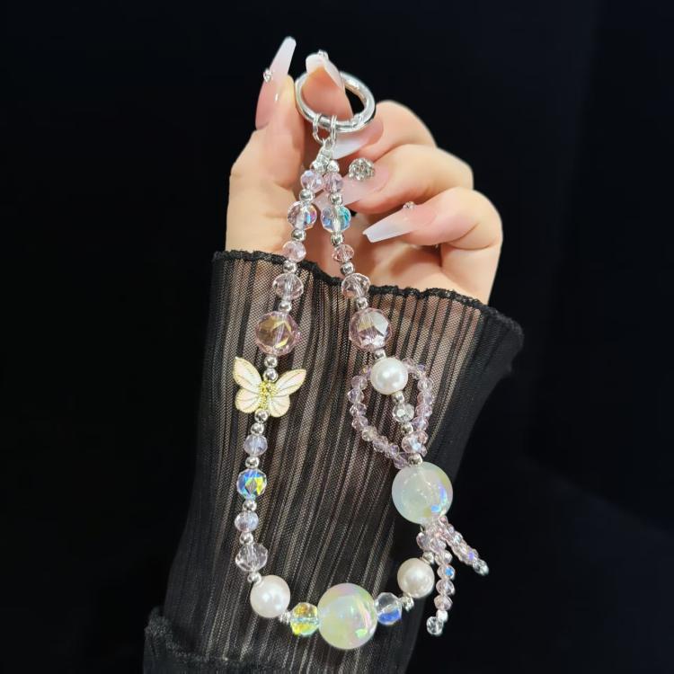 High-Quality Crystal Bead Butterfly Mobile Phone Chain