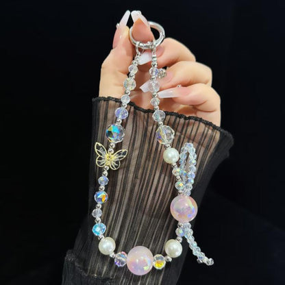 High-Quality Crystal Bead Butterfly Mobile Phone Chain