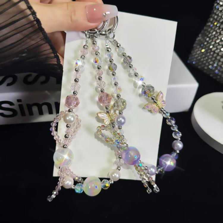 High-Quality Crystal Bead Butterfly Mobile Phone Chain
