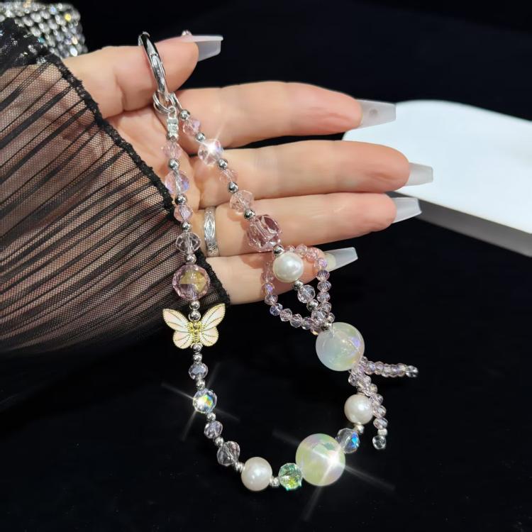 High-Quality Crystal Bead Butterfly Mobile Phone Chain