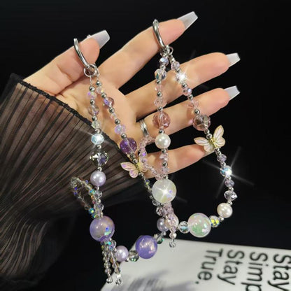 High-Quality Crystal Bead Butterfly Mobile Phone Chain