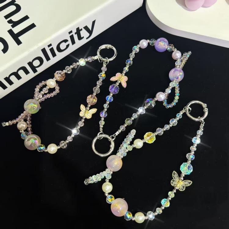 High-Quality Crystal Bead Butterfly Mobile Phone Chain