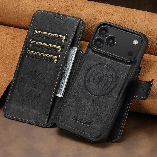 Suteni Q05 2-in-1 Multi-function Detachable Wallet MagSafe Phone Case, For iPhone 17 Pro Max, For iPhone 17 Pro, For iPhone 17, For iPhone Air, For iPhone 16 Pro Max, For iPhone 16 Pro, For iPhone 16 Plus, For iPhone 16, For iPhone 15 Pro Max          ...