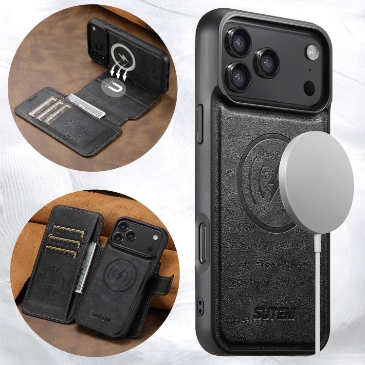 Suteni Q05 2-in-1 Multi-function Detachable Wallet MagSafe Phone Case, For iPhone 17 Pro Max, For iPhone 17 Pro, For iPhone 17, For iPhone Air, For iPhone 16 Pro Max, For iPhone 16 Pro, For iPhone 16 Plus, For iPhone 16, For iPhone 15 Pro Max          ...