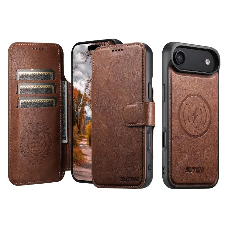 Suteni Q05 2-in-1 Multi-function Detachable Wallet MagSafe Phone Case, For iPhone 17 Pro Max, For iPhone 17 Pro, For iPhone 17, For iPhone Air, For iPhone 16 Pro Max, For iPhone 16 Pro, For iPhone 16 Plus, For iPhone 16, For iPhone 15 Pro Max          ...