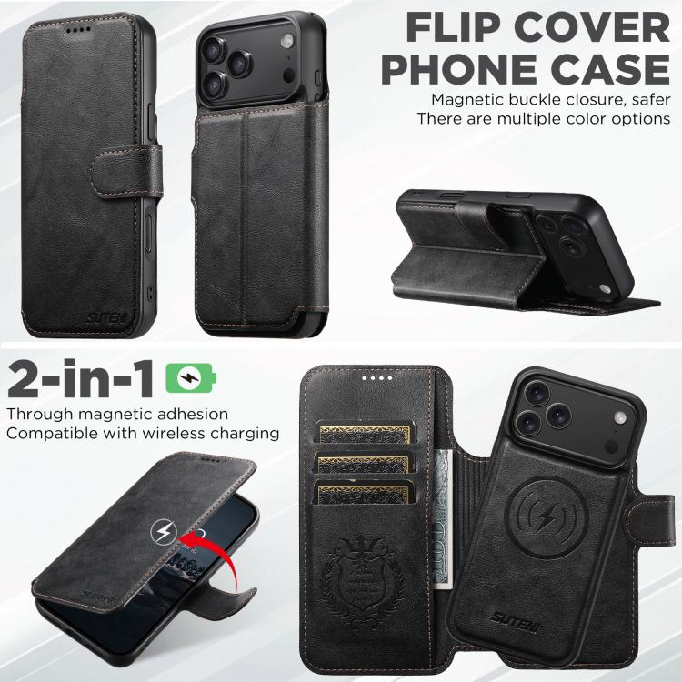 Suteni Q05 2-in-1 Multi-function Detachable Wallet MagSafe Phone Case, For iPhone 18, For iPhone 18 Pro, For iPhone 18 Pro Max, For iPhone 17 Pro Max, For iPhone 17 Pro, For iPhone 17, For iPhone 17 Air, For iPhone 16 Pro Max, For iPhone 16 Pro        ...