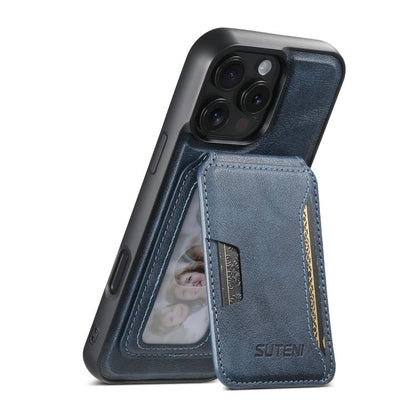 Suteni M3 Card Bag MagSafe Cowhide Texture Leather Phone Case, For iPhone 17 Pro Max, For iPhone 17 Pro, For iPhone 17, For iPhone Air, For iPhone 16 Pro Max, For iPhone 16 Pro, For iPhone 16 Plus, For iPhone 16, For iPhone 15 Pro Max, For iPhone 15 Pr...