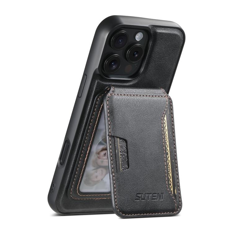 Suteni M3 Card Bag MagSafe Cowhide Texture Leather Phone Case, For iPhone 17 Pro Max, For iPhone 17 Pro, For iPhone 17, For iPhone Air, For iPhone 16 Pro Max, For iPhone 16 Pro, For iPhone 16 Plus, For iPhone 16, For iPhone 15 Pro Max, For iPhone 15 Pr...