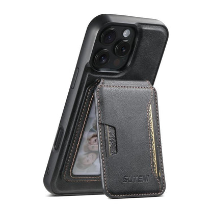Suteni M3 Card Bag MagSafe Cowhide Texture Leather Phone Case, For iPhone 17 Pro Max, For iPhone 17 Pro, For iPhone 17, For iPhone Air, For iPhone 16 Pro Max, For iPhone 16 Pro, For iPhone 16 Plus, For iPhone 16, For iPhone 15 Pro Max, For iPhone 15 Pr...