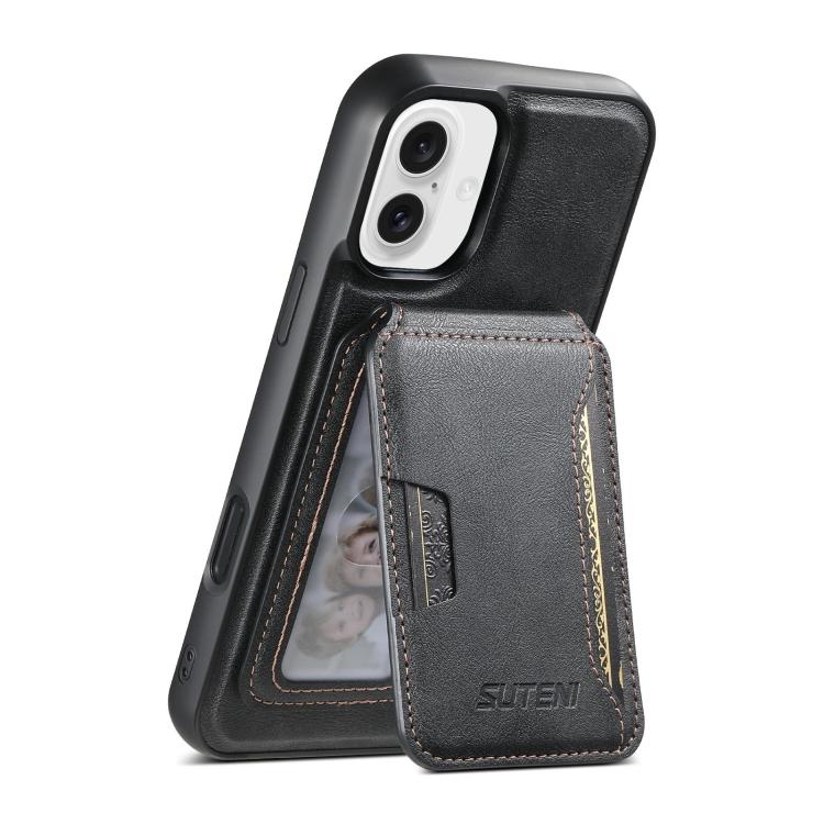 Suteni M3 Card Bag MagSafe Cowhide Texture Leather Phone Case