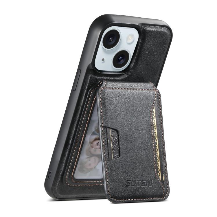 Suteni M3 Card Bag MagSafe Cowhide Texture Leather Phone Case