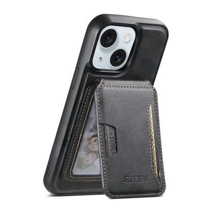 Suteni M3 Card Bag MagSafe Cowhide Texture Leather Phone Case