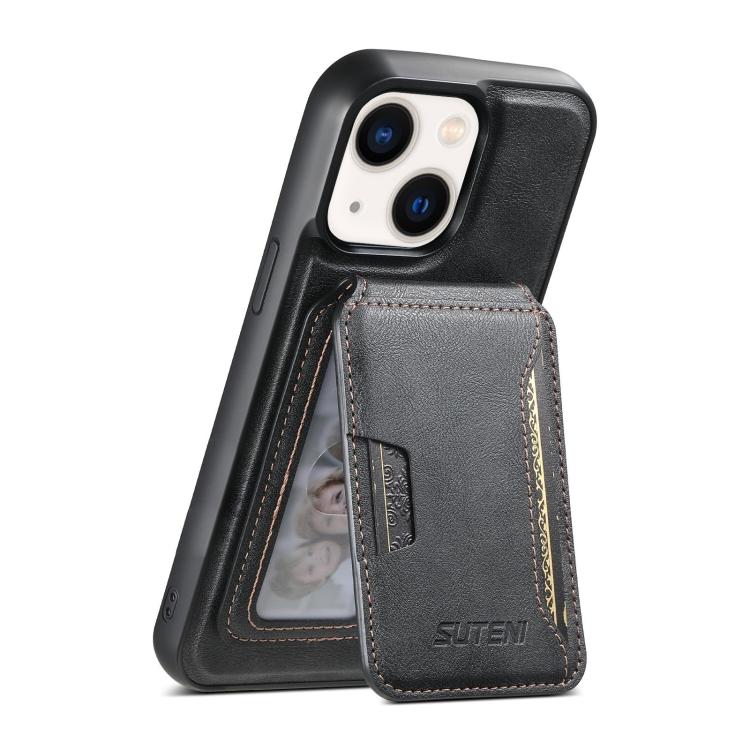 Suteni M3 Card Bag MagSafe Cowhide Texture Leather Phone Case